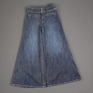 Pilcro Jeans 32 Womens Anthropologie High Rise Wide Leg Trouser Dark Wash Button